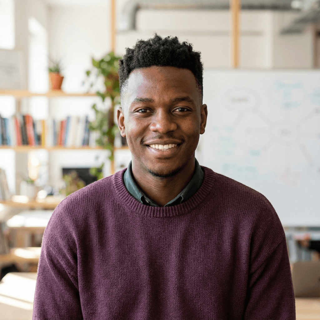 Marcus Reid in his early 40s, Black male, in his commercial kitchen