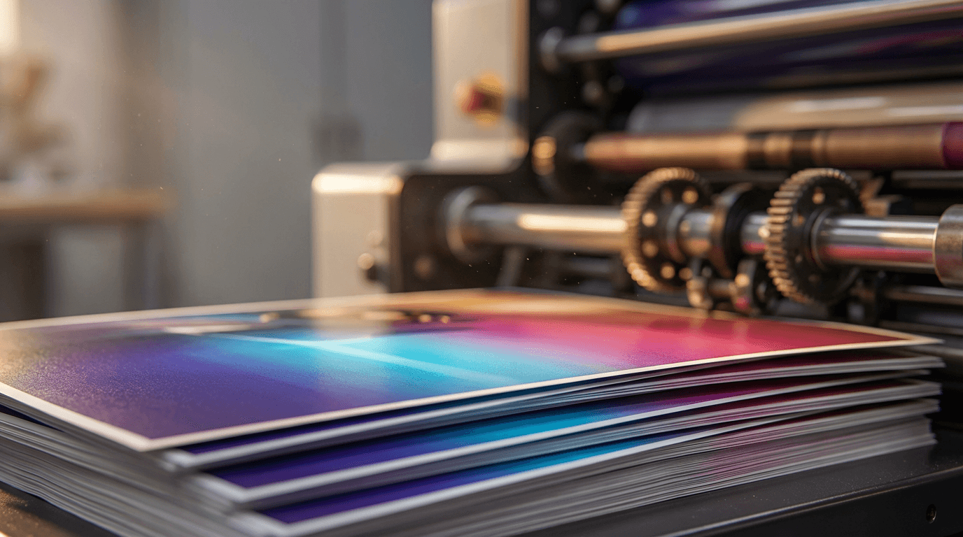 Glossy product labels printing on a roll